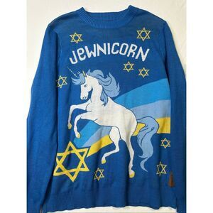 Men’s Tipsy Elves Jewnicorn Sweater Funny & Festive Holiday Sweaters, size Large